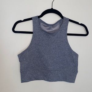 Adidas Cropped High Neck Racerback Tank in Gray